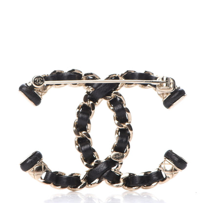 Chanel Lambskin Chain CC Brooch Black Gold 3 of 5