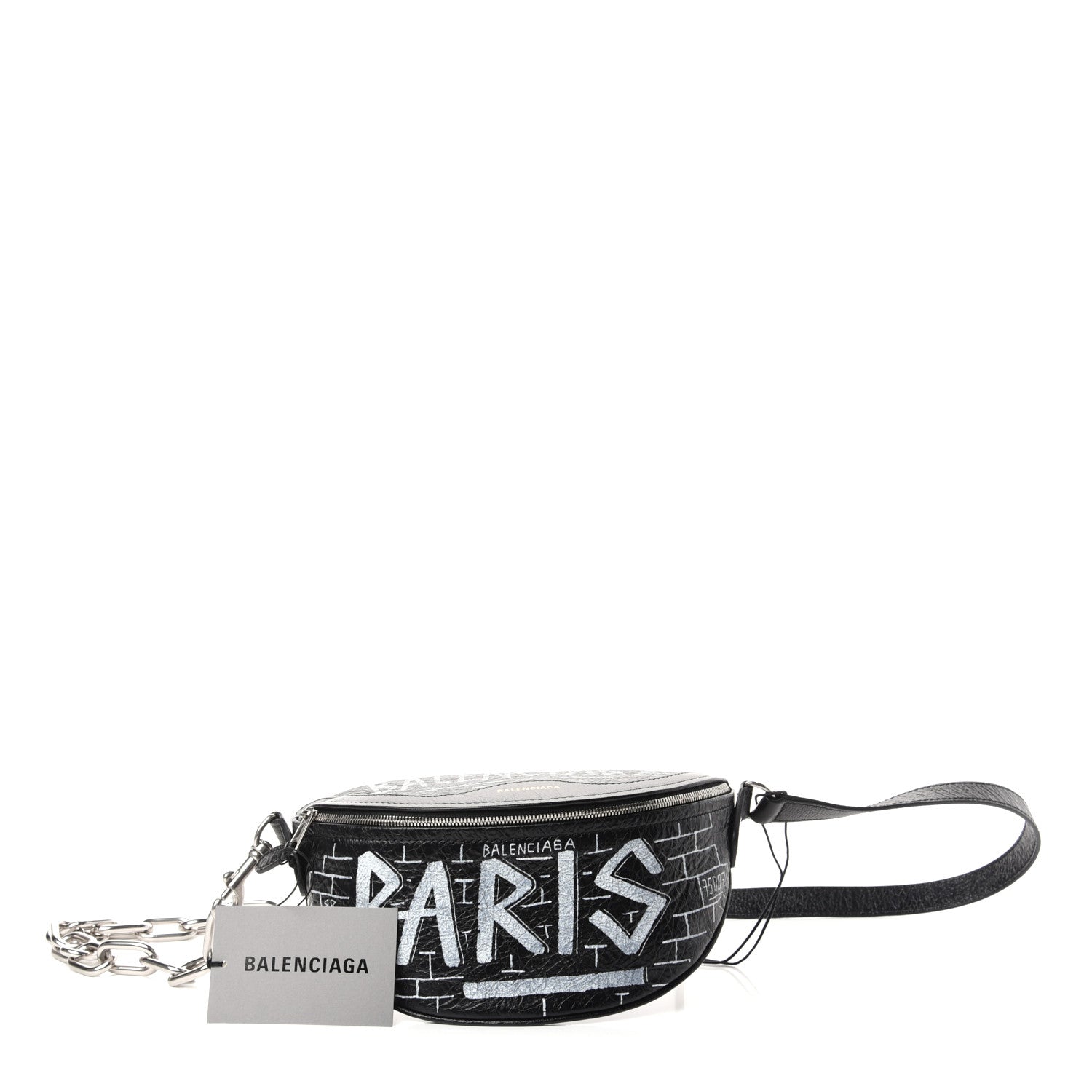 Balenciaga Agneau Arena Graffiti All Over XXS Souvenir Belt Bag Black White 1 of 9