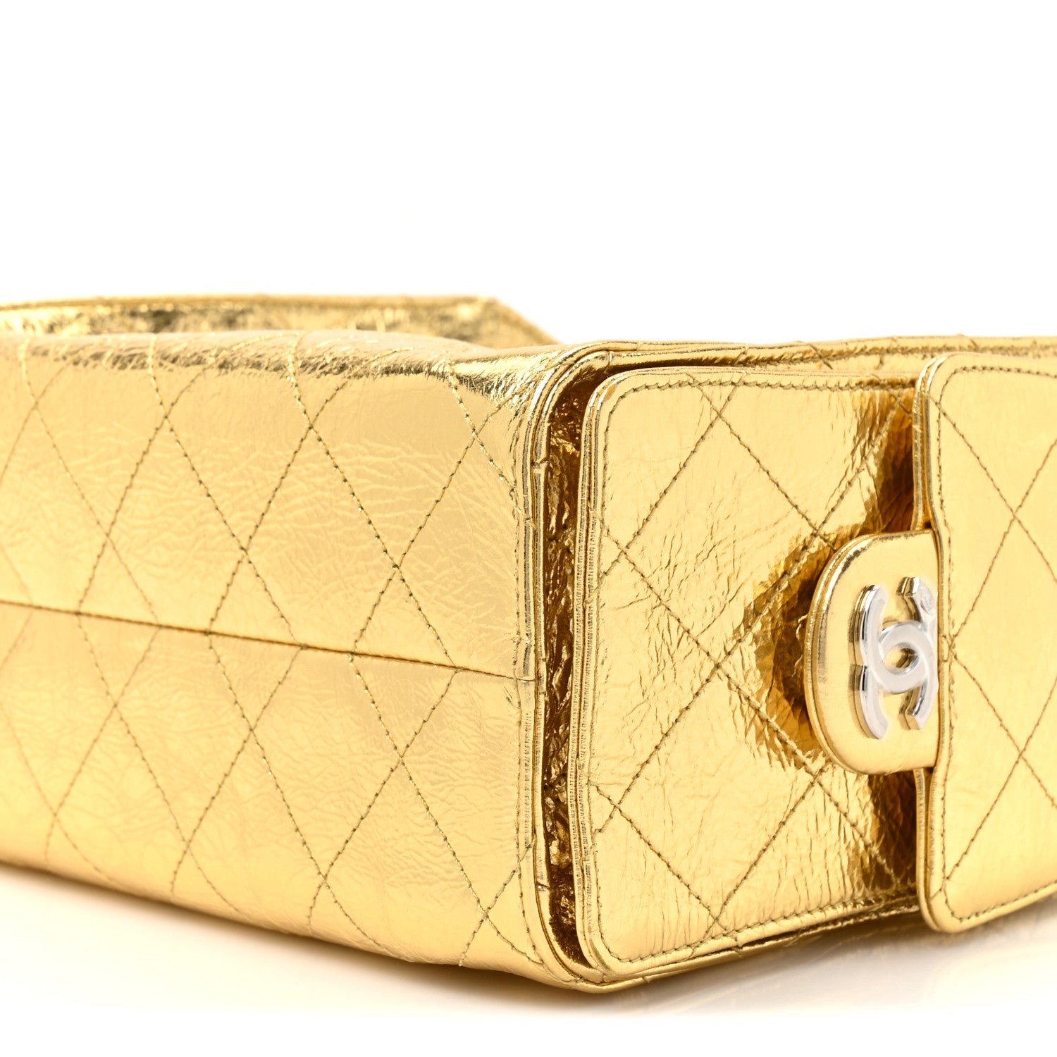 Chanel Metallic Aged Calfskin Mini Chanel 25 Handbag Gold 9 of 13