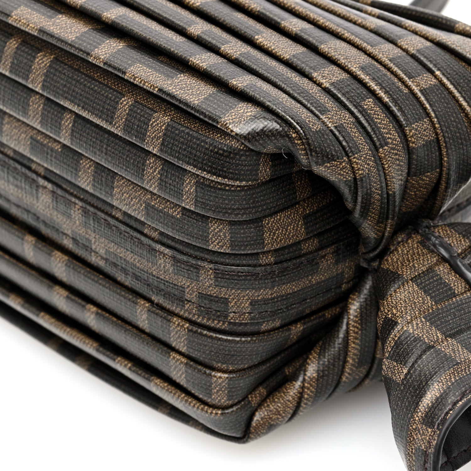 Fendi Glazed Fabric FF Pleated Candy Bag Brown 10 of 10