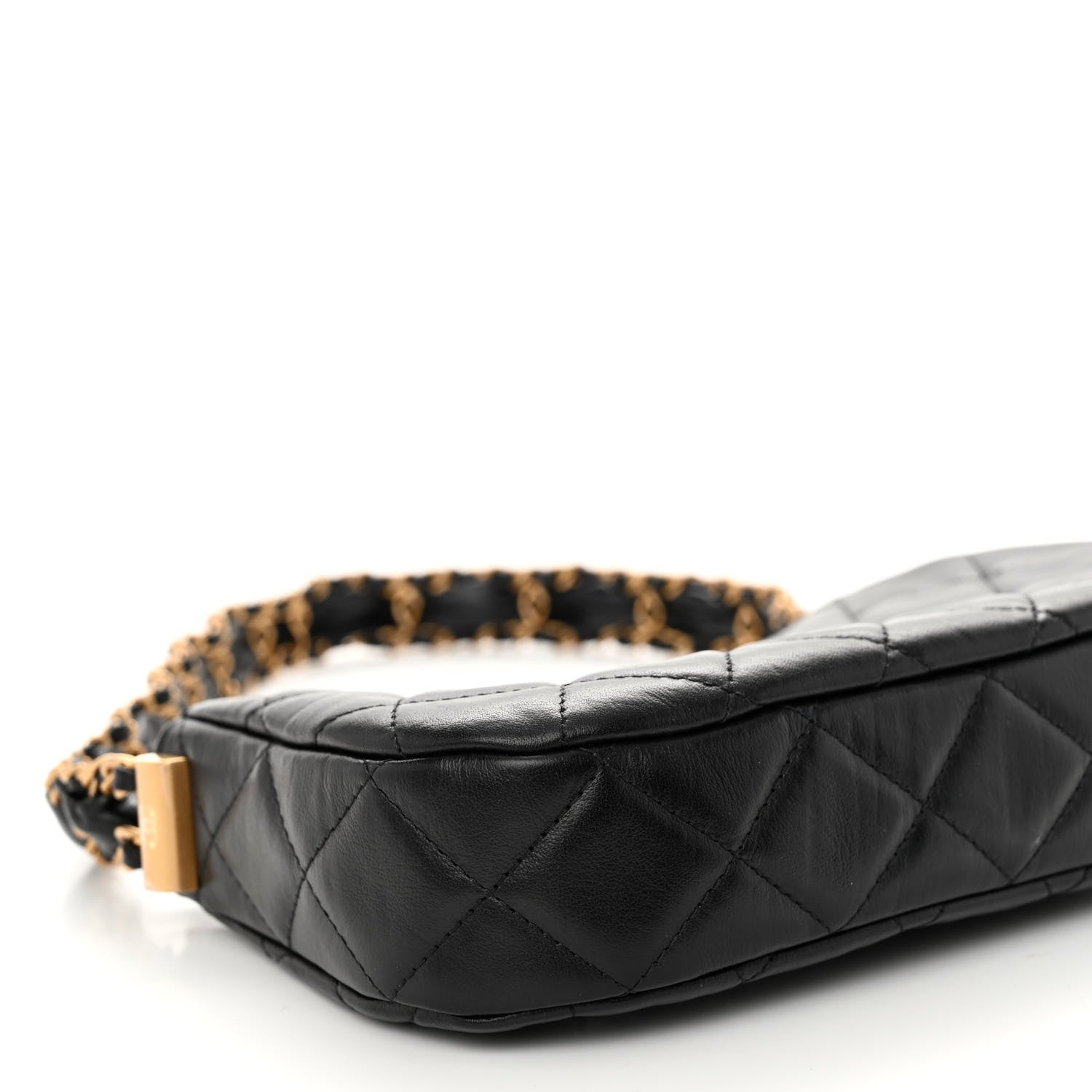 Chanel Crumpled Calfskin Quilted Braided CC Small Hobo Black 9 of 10