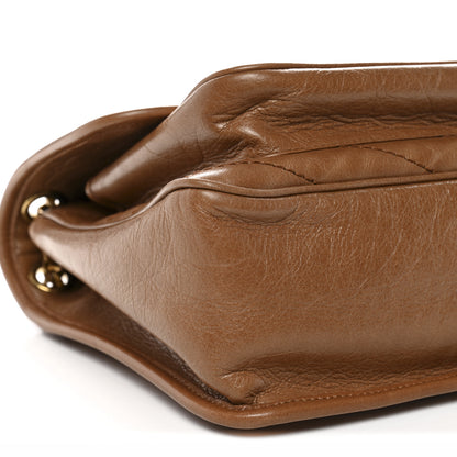 Saint Laurent Crinkled Calfskin Matelasse Monogram Medium Niki Chain Satchel Caramel 9 of 10
