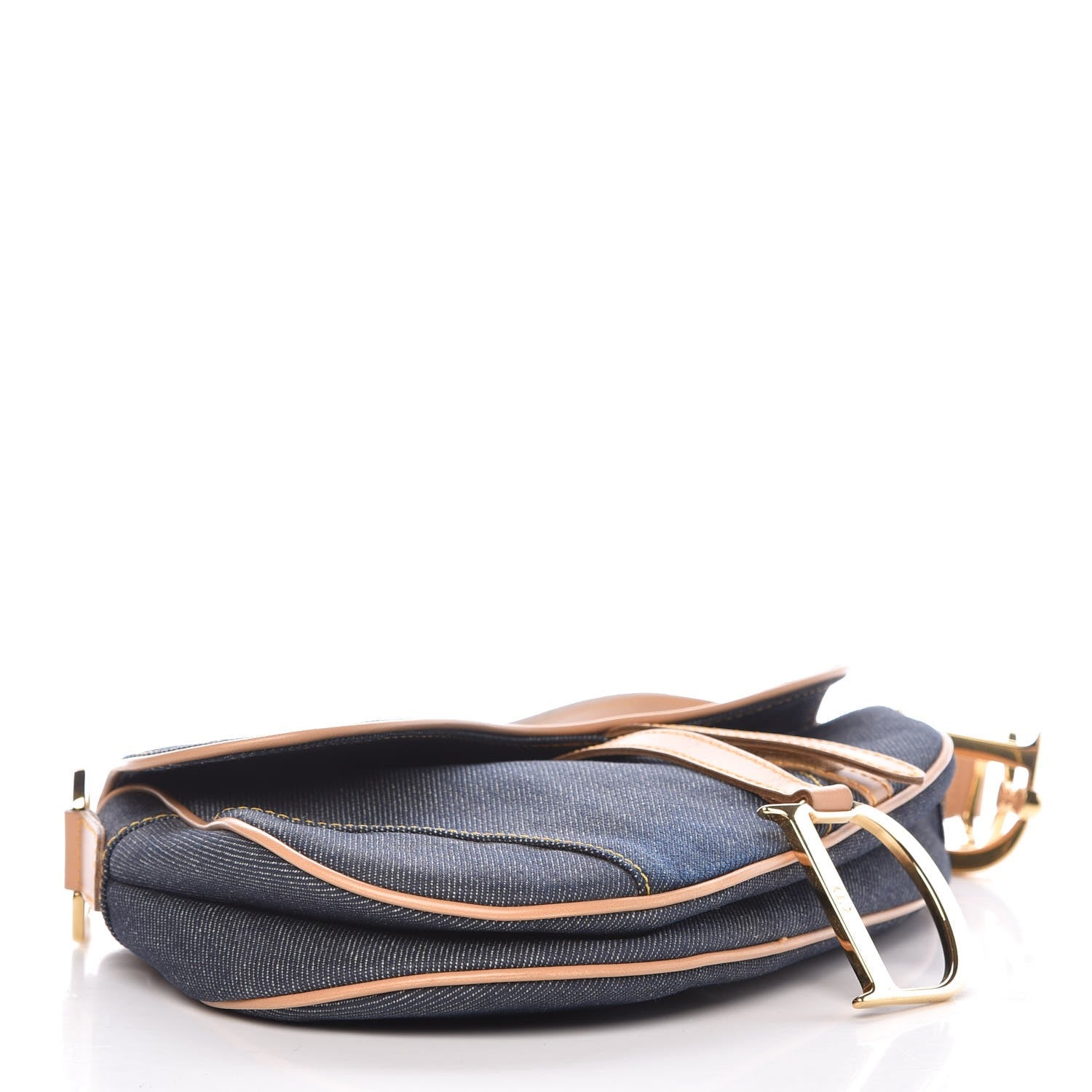 Christian Dior Denim Calfskin Saddle Bag Blue 4 of 8