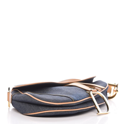 Christian Dior Denim Calfskin Saddle Bag Blue 4 of 8