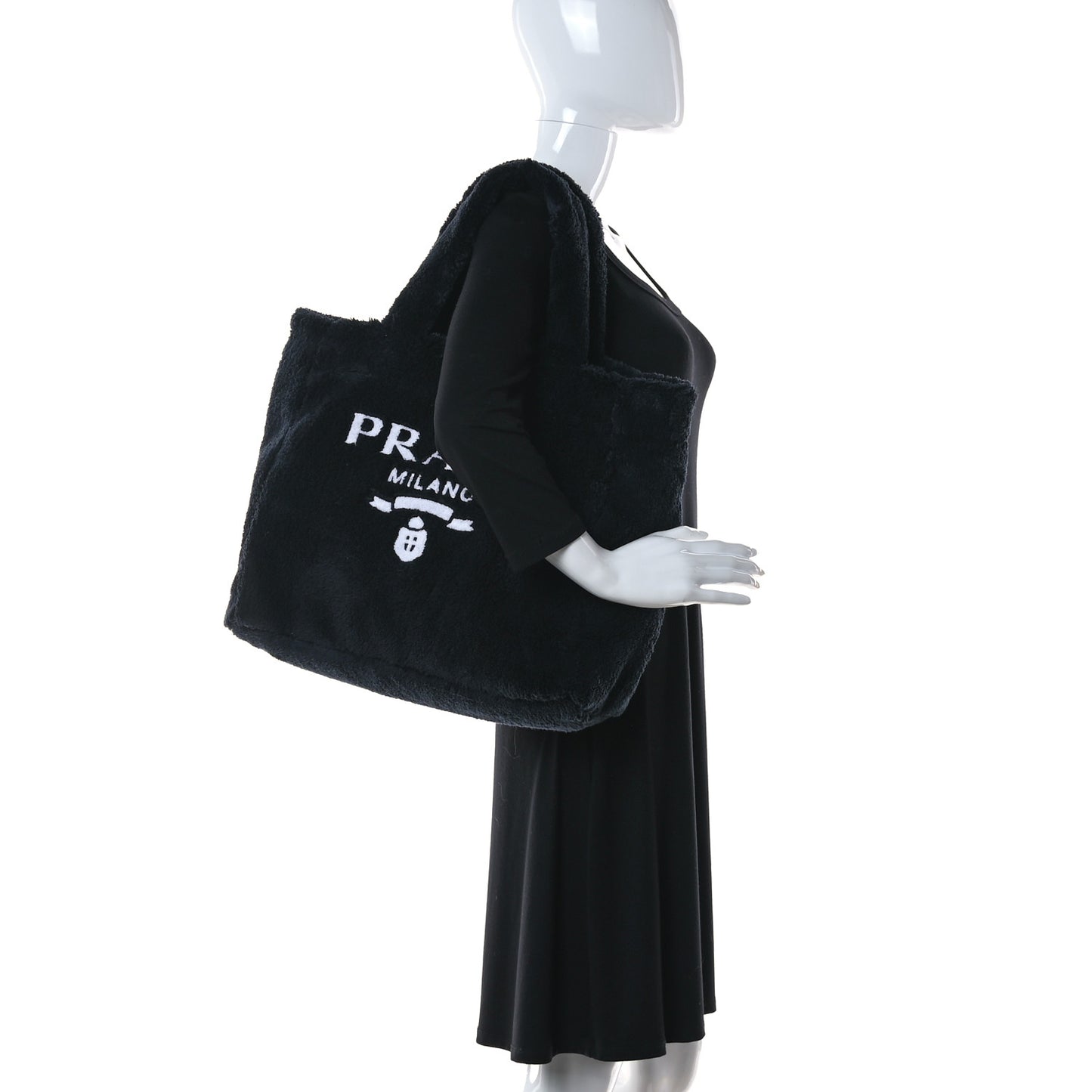 Terry Cloth Tote Bag Black White