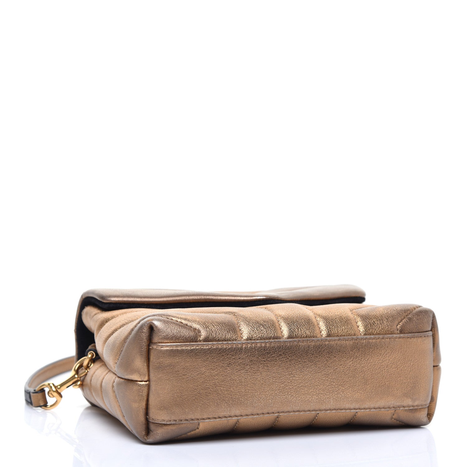 Saint Laurent Metallic Calfskin Y Quilted Monogram Toy Loulou Crossbody Bag Gold 4 of 10