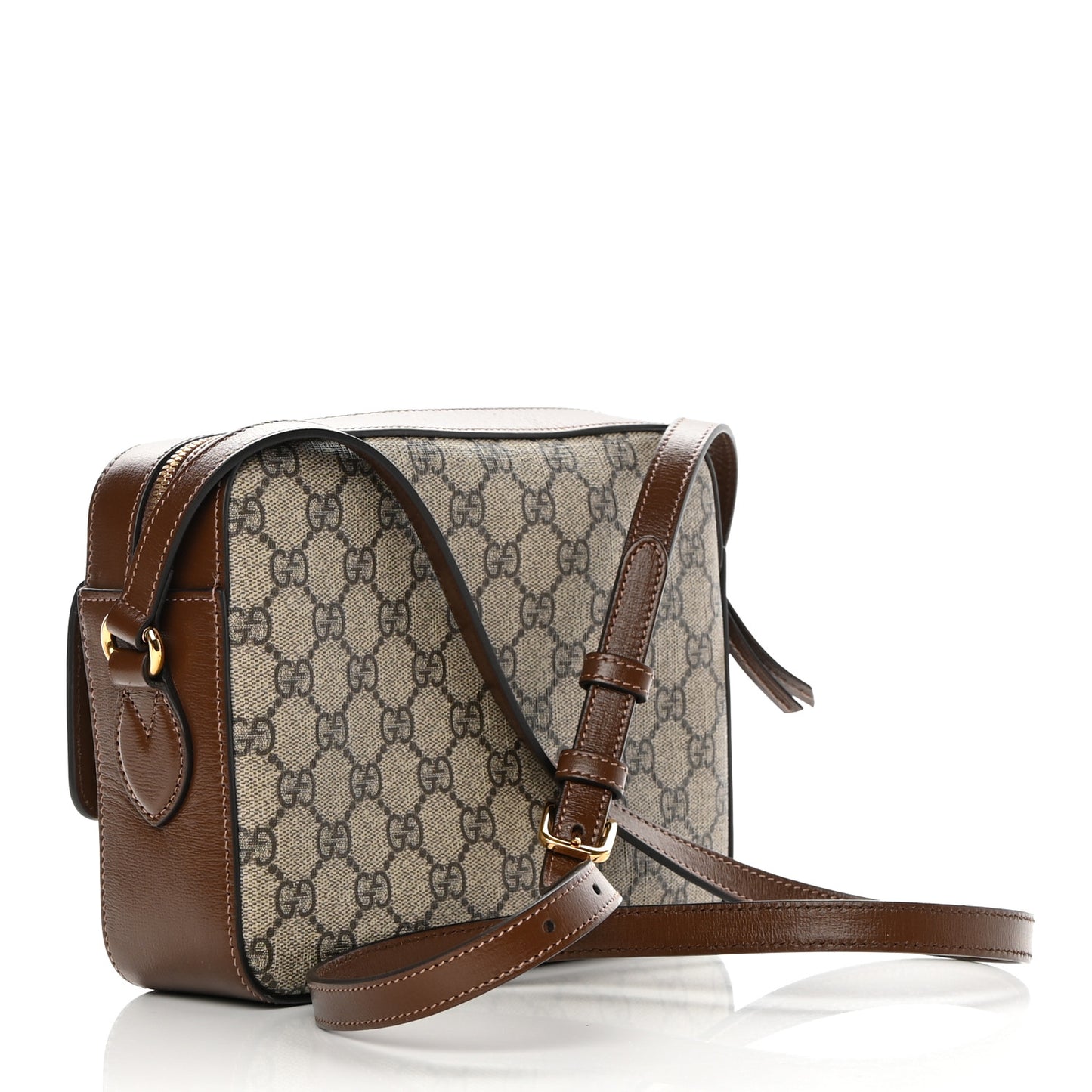 GG Supreme Monogram Small Horsebit 1955 Shoulder Bag Beige Brown Sugar
