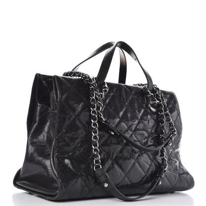 Chanel Crumpled Grained Calfskin Quilted CC Crave Tote Black 4 of 13