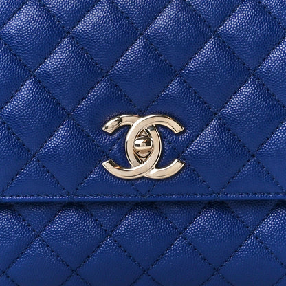 Chanel Caviar Quilted Small Coco Handle Flap Dark Blue 9 of 13
