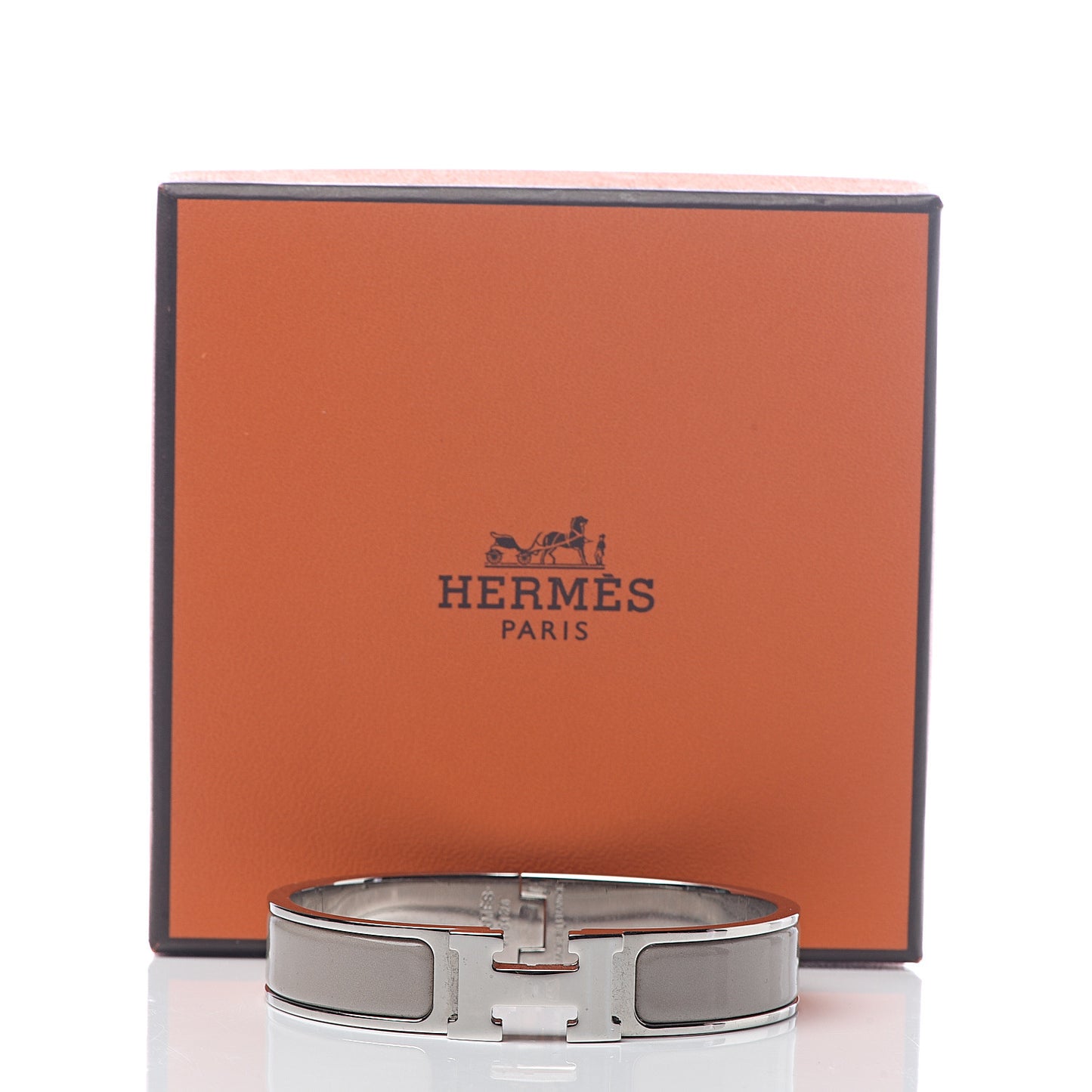 Enamel Clic Clac H Narrow Bracelet PM Marron Glace