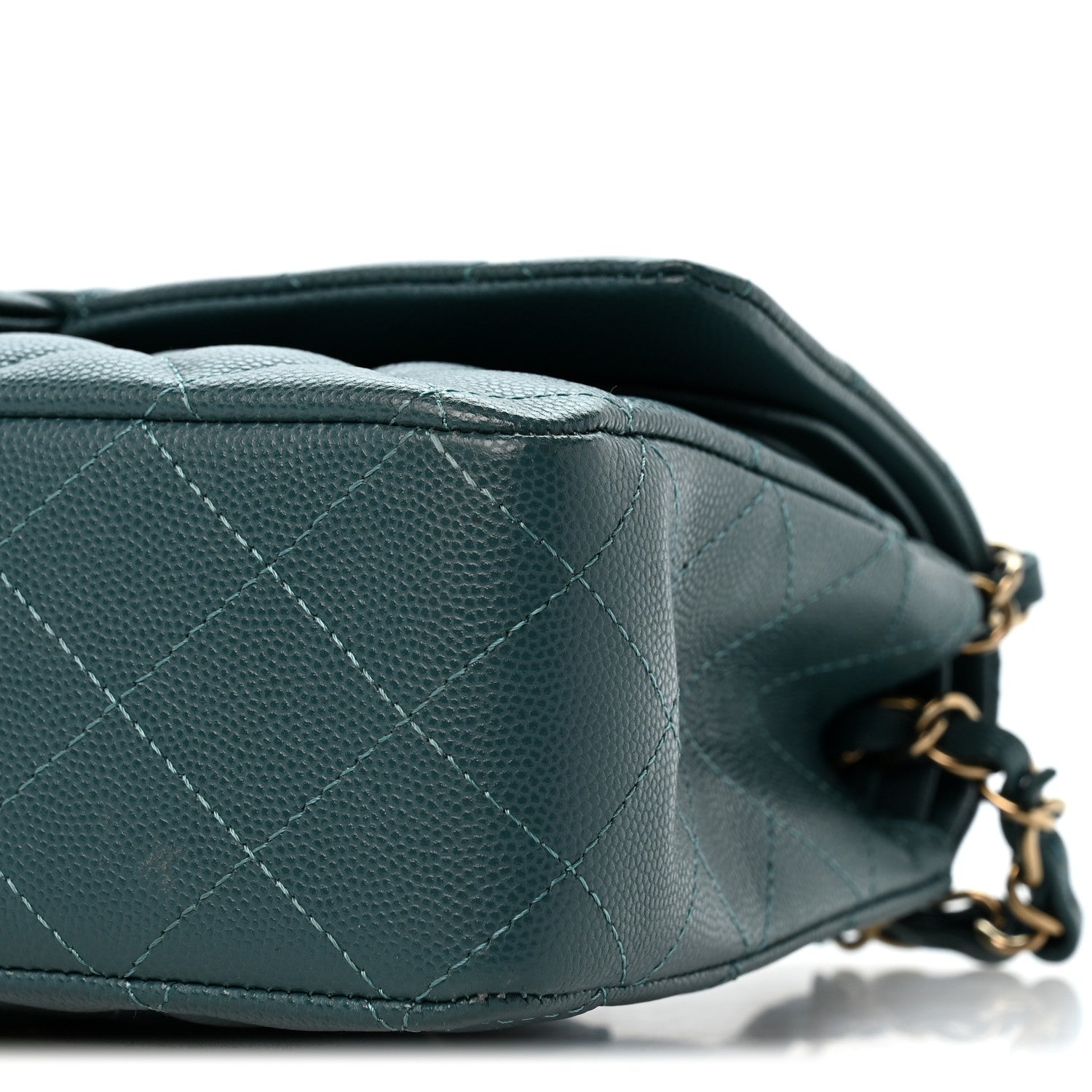 Chanel Caviar Quilted Medium Double Flap Green 10 of 11