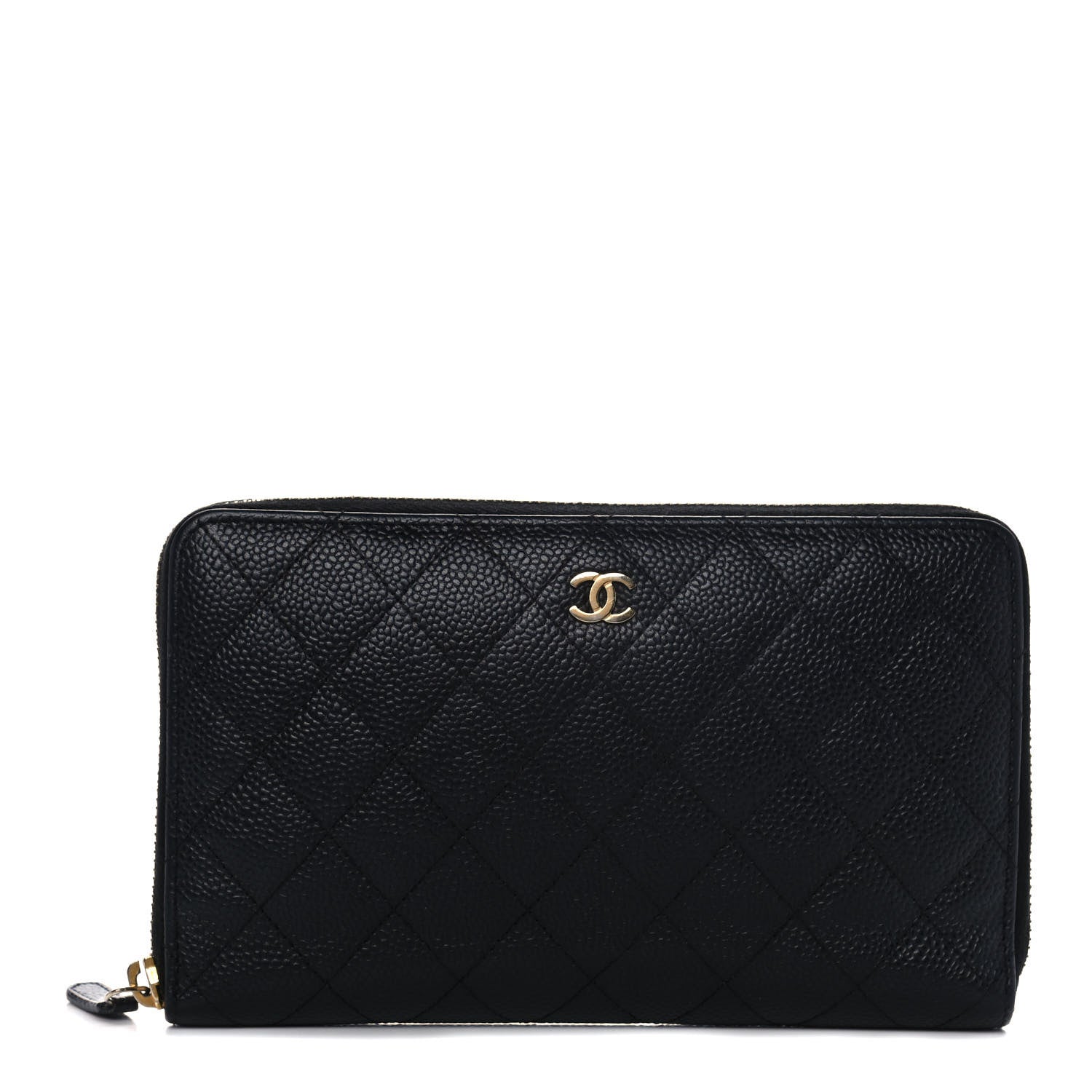 Chanel Caviar Quilted Large Zip Around Organizer Wallet Black 1 of 14