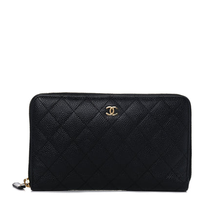 Chanel Caviar Quilted Large Zip Around Organizer Wallet Black 1 of 14
