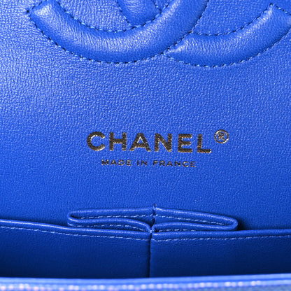 Chanel Iridescent Caviar Quilted Medium Double Flap Blue 6 of 10
