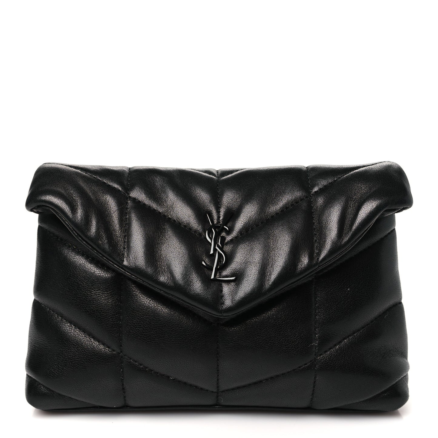 Lambskin Monogram Loulou Puffer Pouch Clutch Black