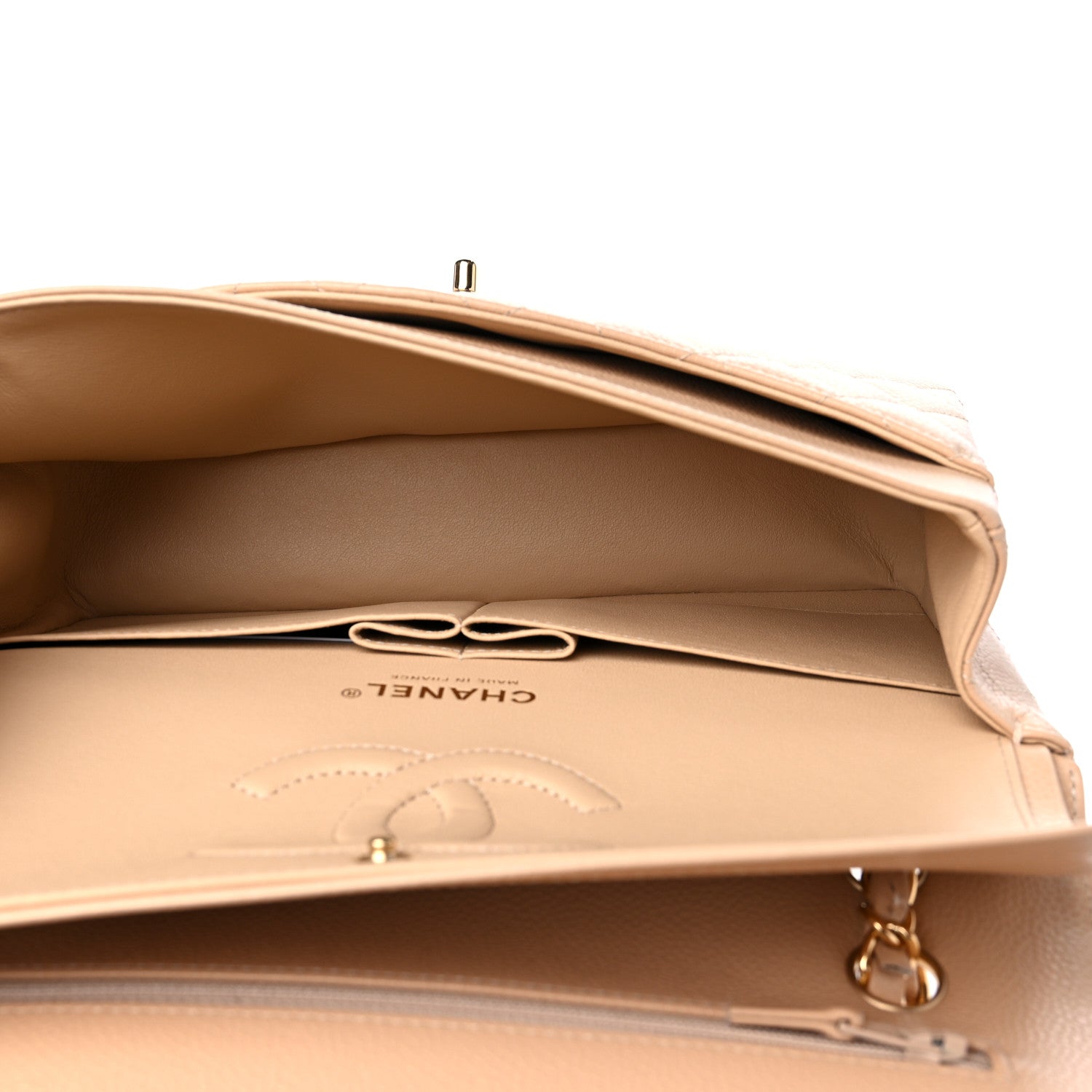 Chanel Caviar Quilted Medium Double Flap Beige Clair 5 of 9