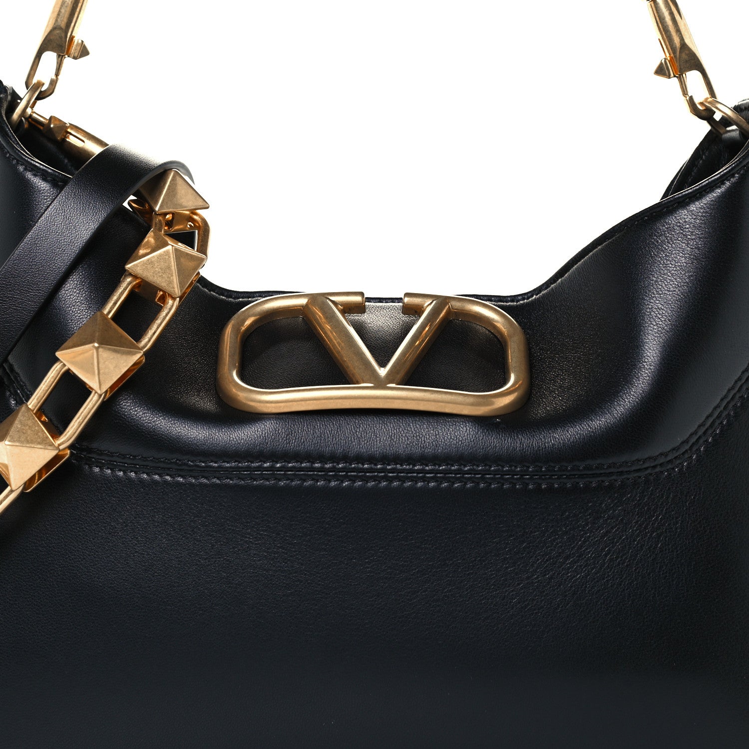 Valentino Garavani Nappa Stud Sign Hobo Black 7 of 10