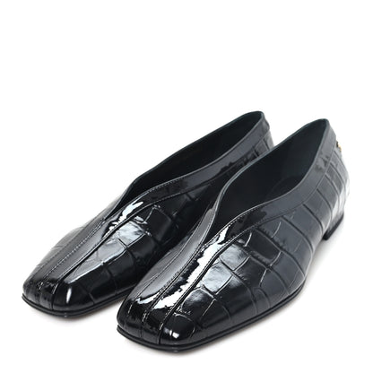 Chanel Patent Calfskin Crocodile Embossed Ballet Flats 36 Black 4 of 10