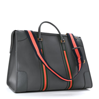 Gucci Koi Calfskin Web XL Bauletto Duffle Top Handle Bag Grey 3 of 10