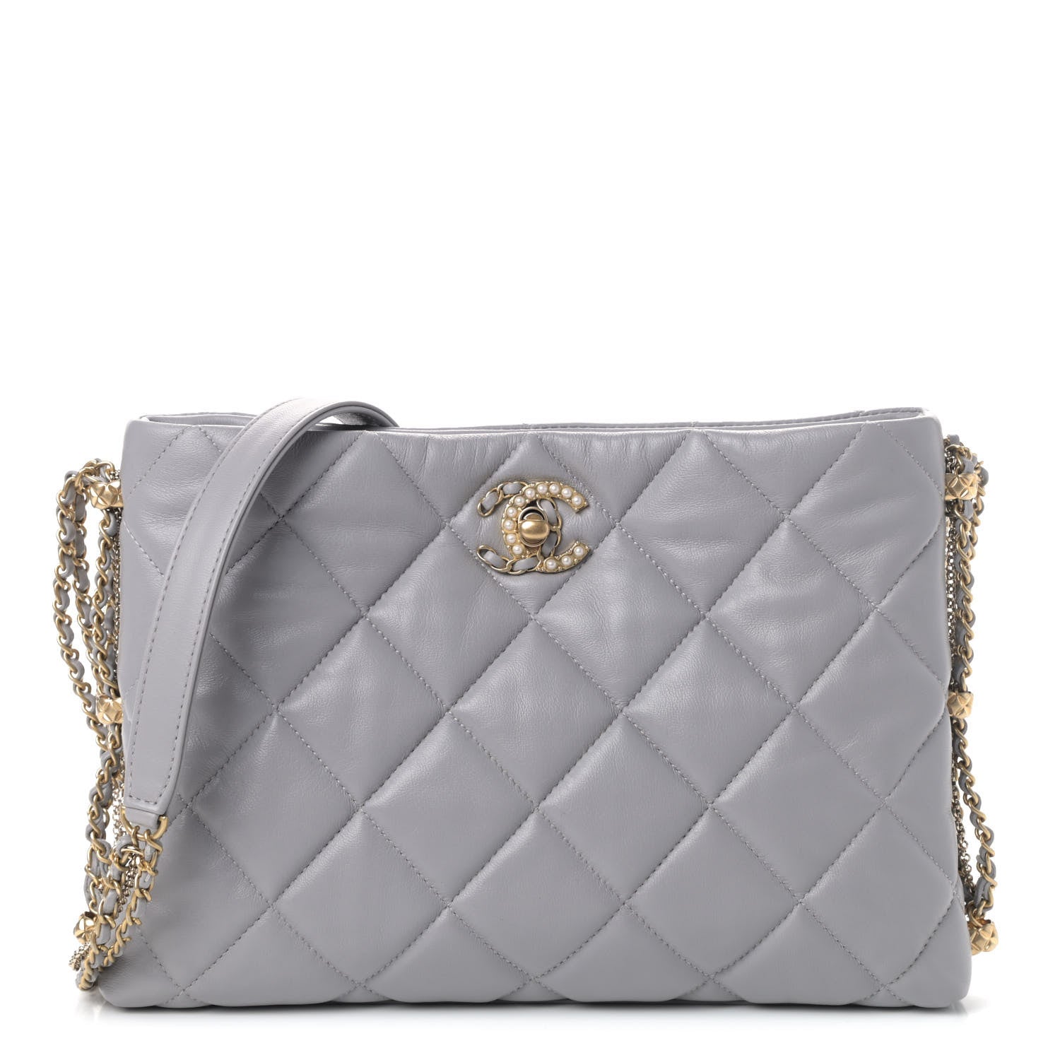 Chanel Lambskin Quilted Crush on Chains Hobo Grey 1 of 4