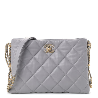 Chanel Lambskin Quilted Crush on Chains Hobo Grey 1 of 4