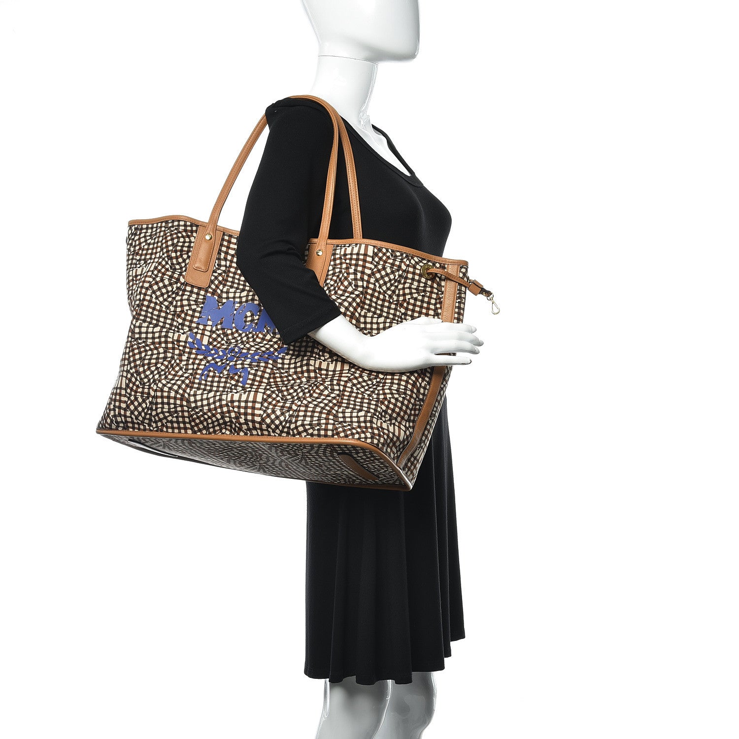 MCM Visetos Large Liz Reversible Shopper Tote Cognac 2 of 14