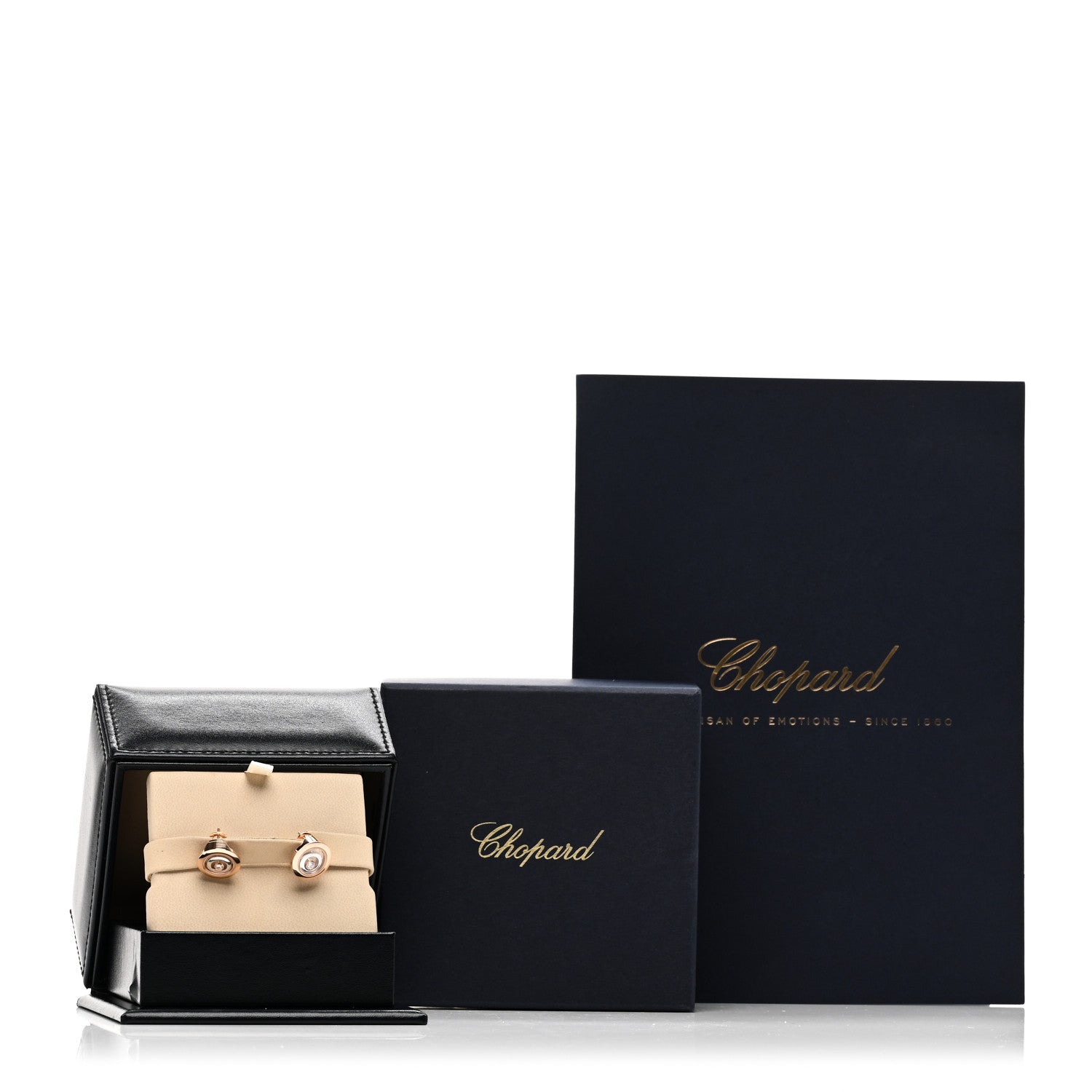 Chopard 18K Rose White Gold Diamond Happy Spirit Earrings 5 of 5