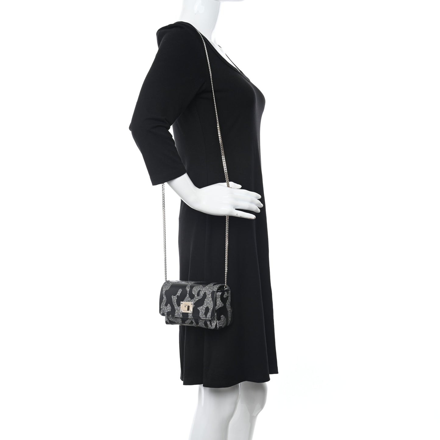 Glitter Mini Ruby Chain Crossbody Anthracite