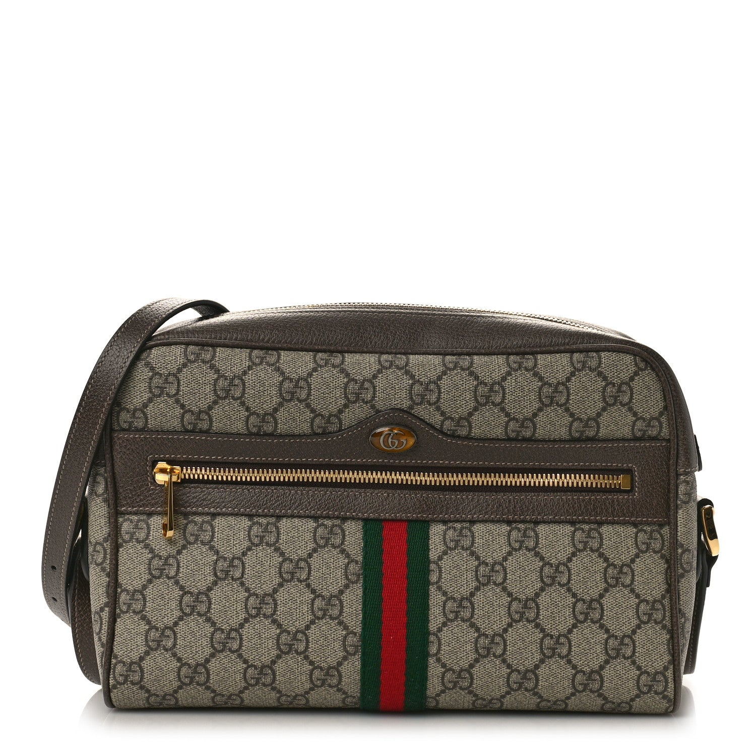 Gucci GG Supreme Monogram Web Small Ophidia Shoulder Bag Brown 1 of 9