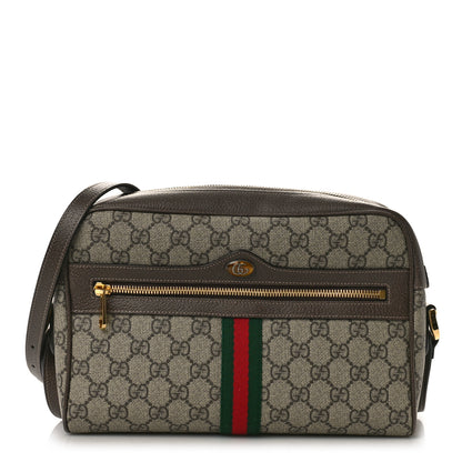 Gucci GG Supreme Monogram Web Small Ophidia Shoulder Bag Brown 1 of 9