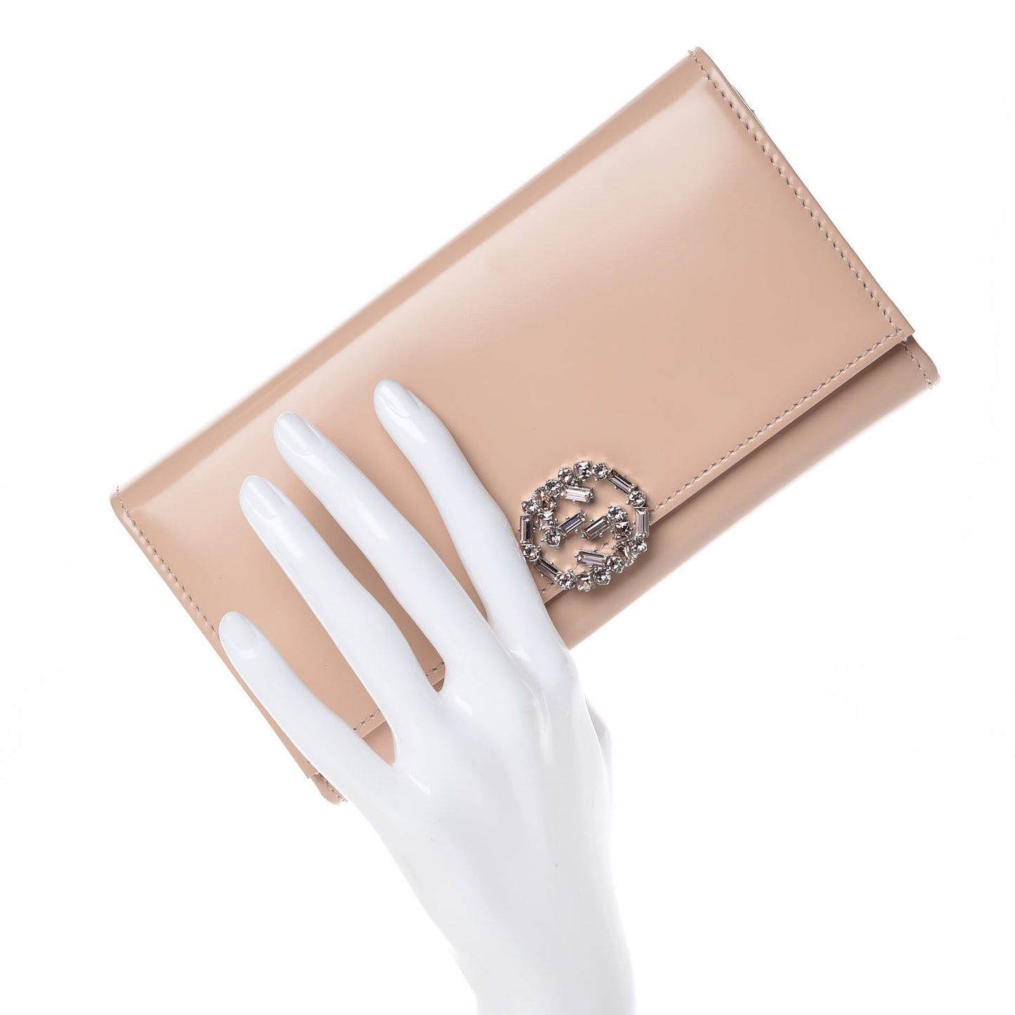 Shade Lux Calfskin Swarovski Crystal GG Sparkling Continental Wallet Rose