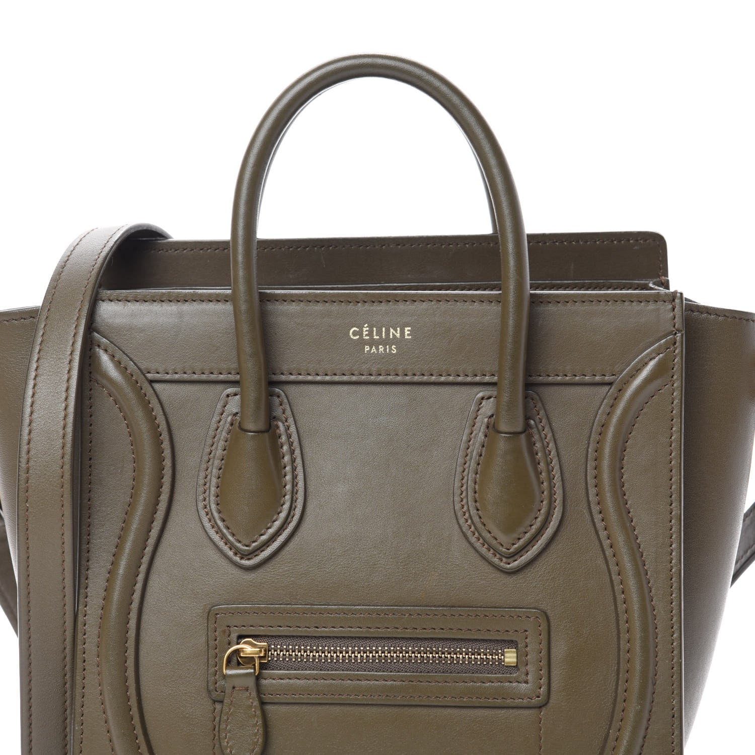 Celine Smooth Calfskin Nano Luggage Khaki 10 of 10