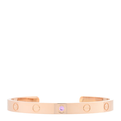Cartier 18K Pink Gold Pink Sapphire LOVE Cuff Bracelet 17 1 of 3