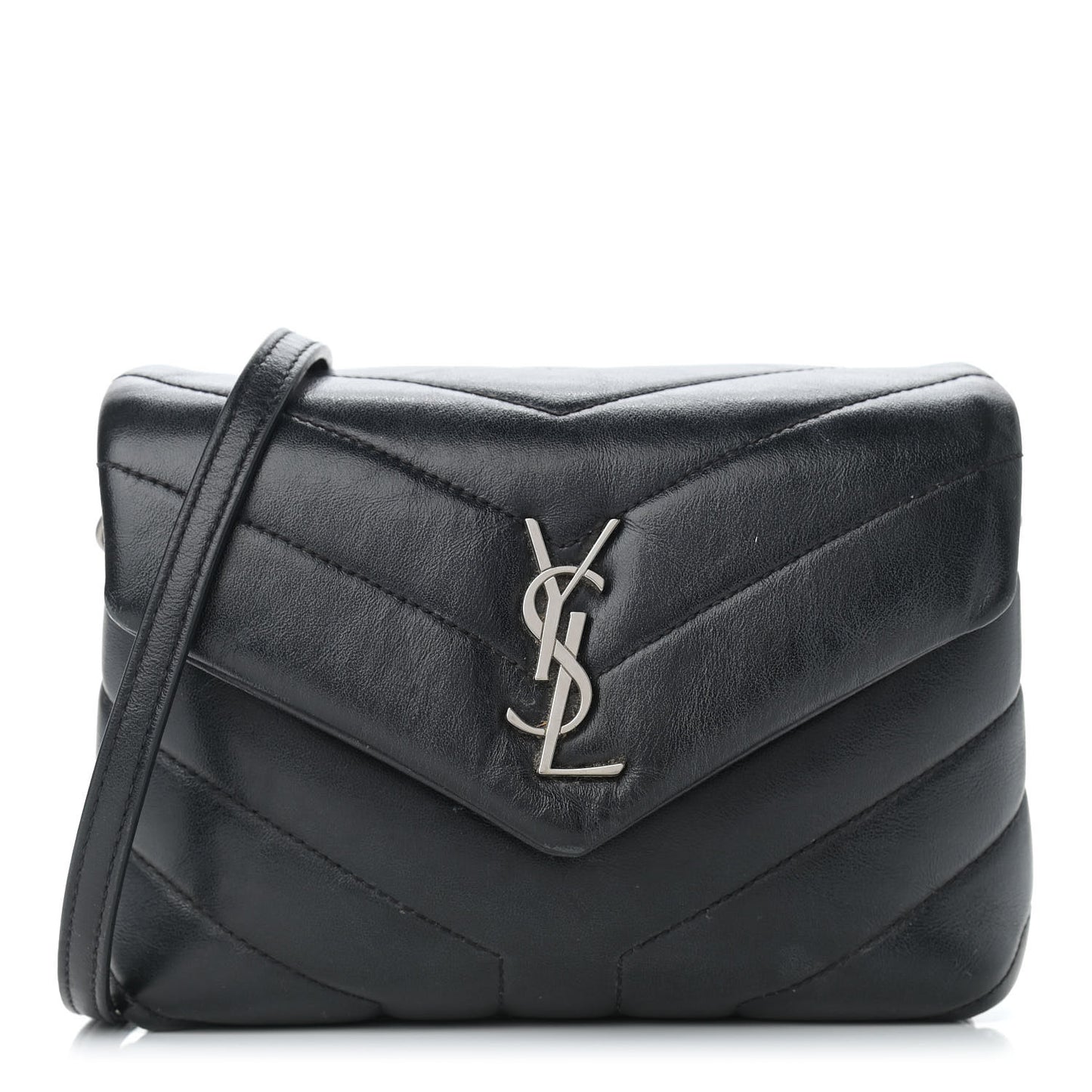 Calfskin Y Quilted Monogram Toy Loulou Crossbody Bag Black