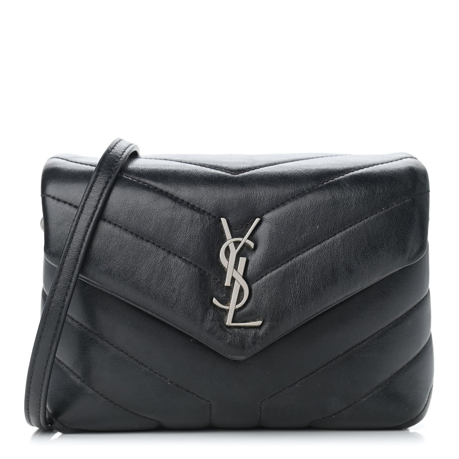 Saint Laurent Calfskin Y Quilted Monogram Toy Loulou Crossbody Bag Black 1 of 15