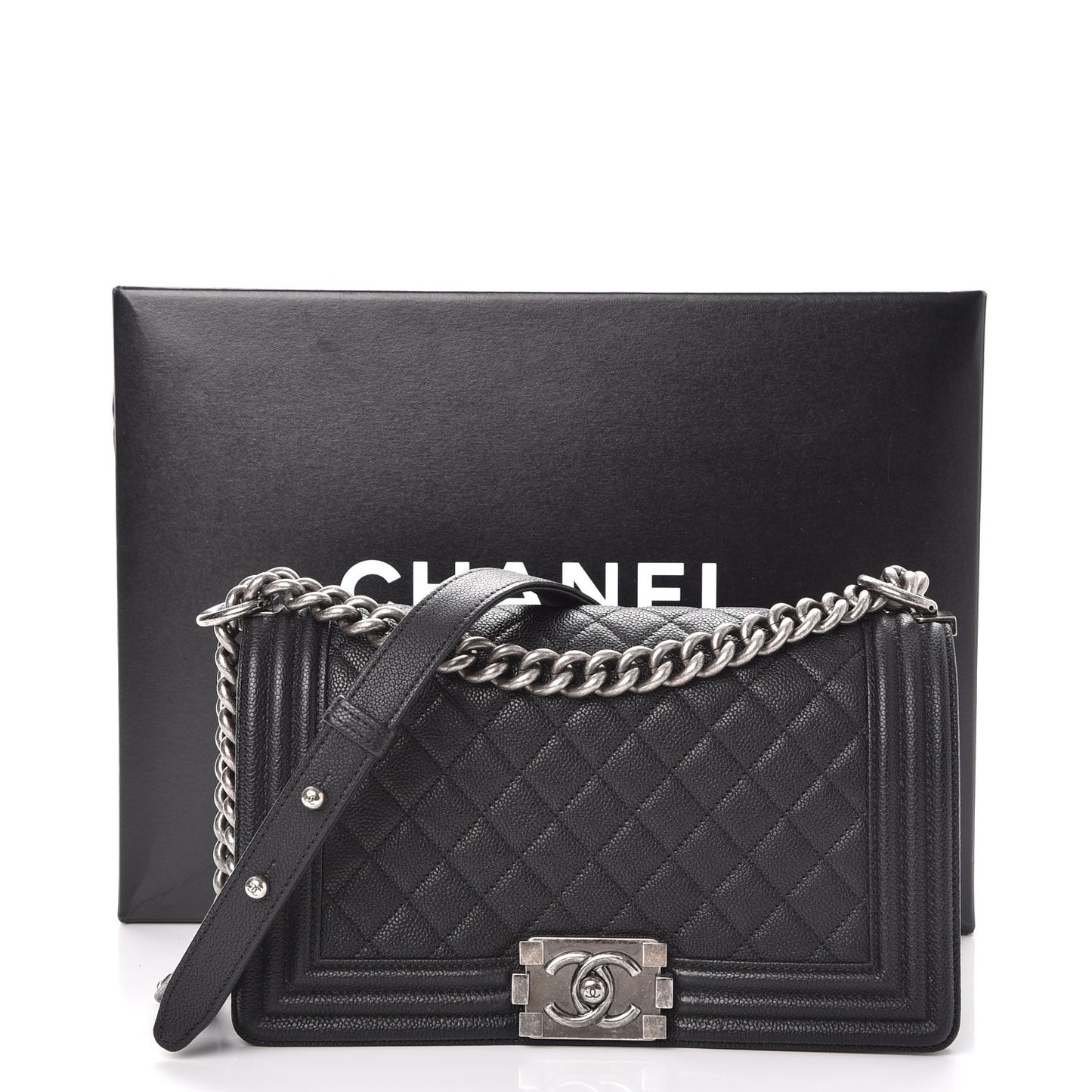 Caviar Quilted Medium Boy Flap Black