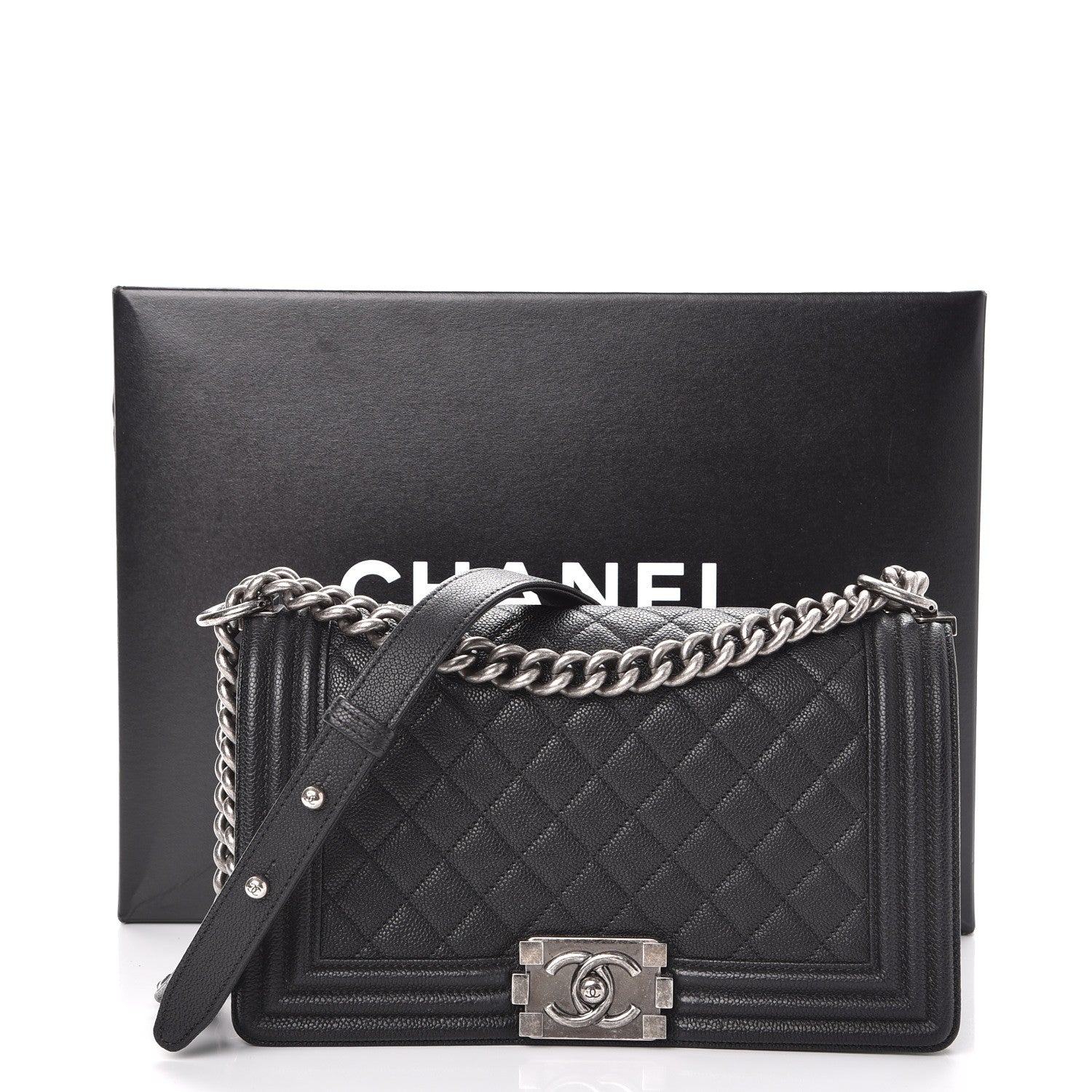 Chanel Caviar Quilted Medium Boy Flap Black 8 of 8