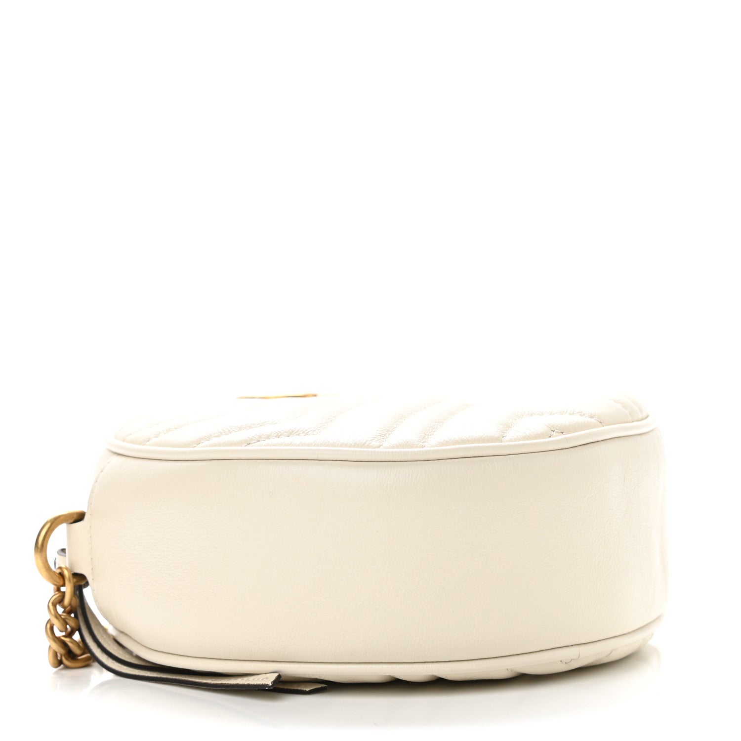 Gucci Calfskin Matelasse Mini GG Marmont Round Shoulder Bag White 4 of 12
