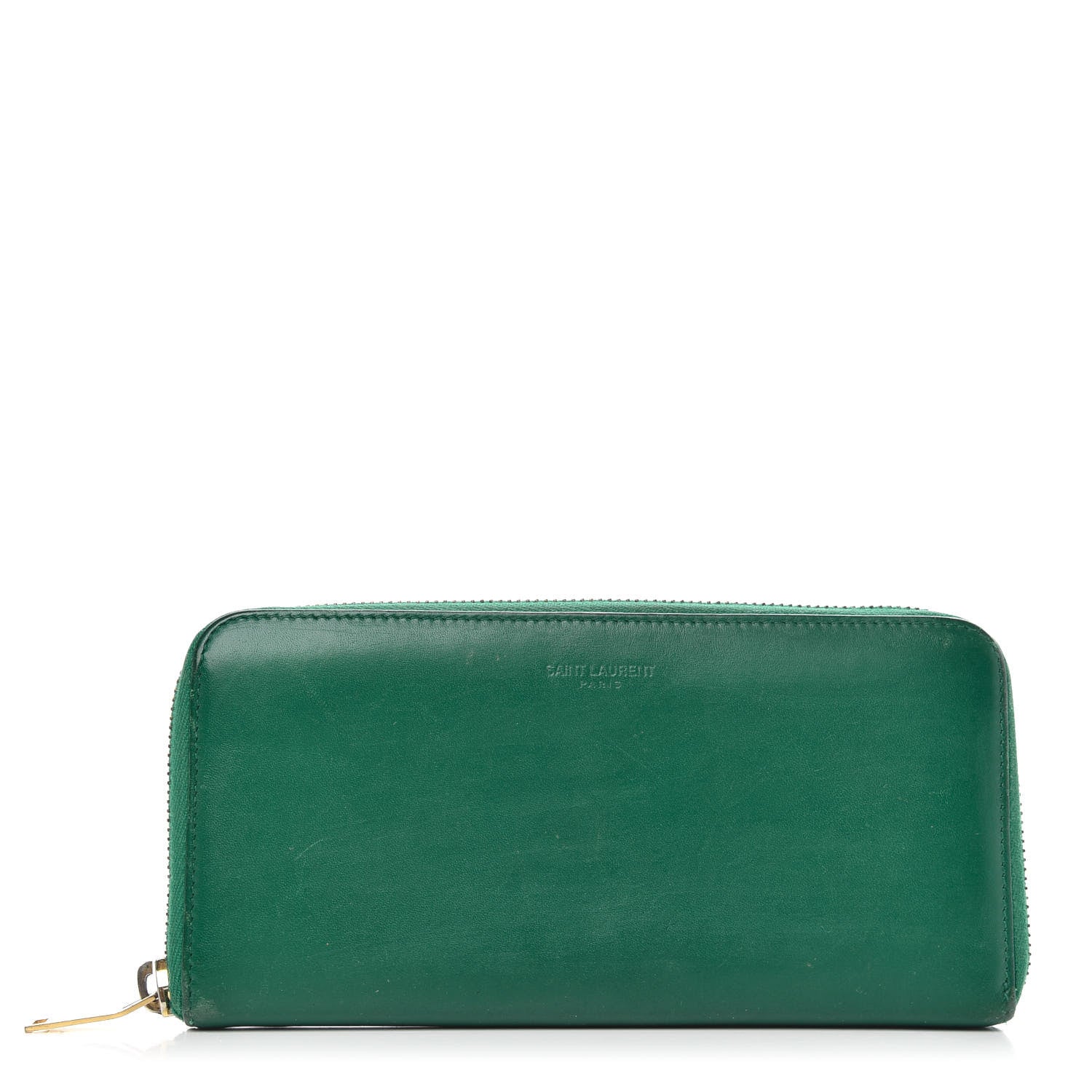Saint Laurent Calfskin Classic Zip Around Wallet Green 1 of 8