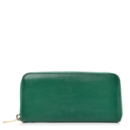 Saint Laurent Calfskin Classic Zip Around Wallet Green 1 of 8