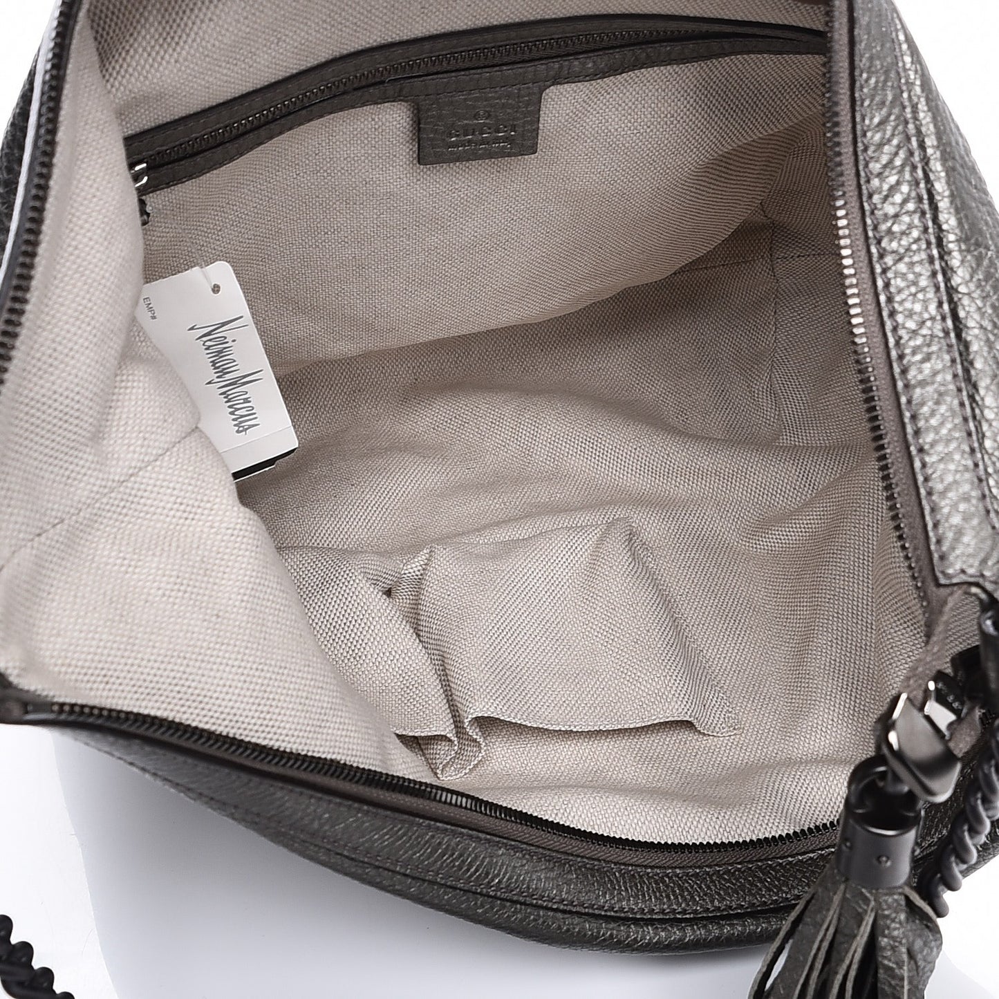 Metallic Pebbled Calfskin Medium Soho Chain Hobo Silver