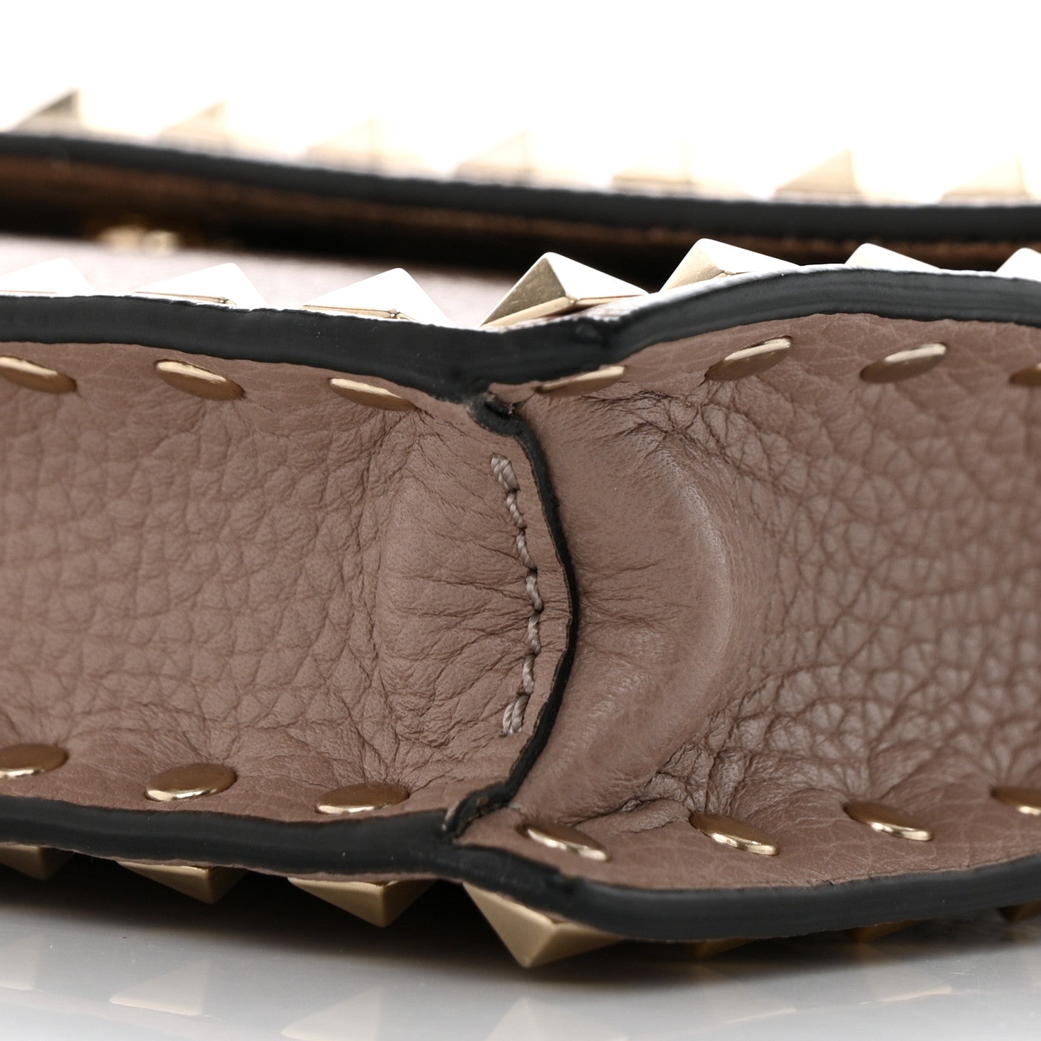 Valentino Garavani Pebbled Calfskin Rockstud Flap Wallet On Chain Poudre 9 of 9