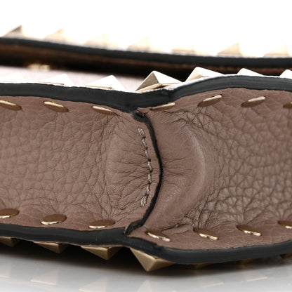 Valentino Garavani Pebbled Calfskin Rockstud Flap Wallet On Chain Poudre 9 of 9