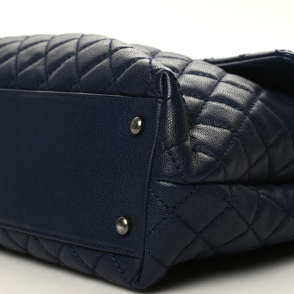 Chanel Caviar Quilted Medium Coco Handle Flap Navy Blue 11 of 11