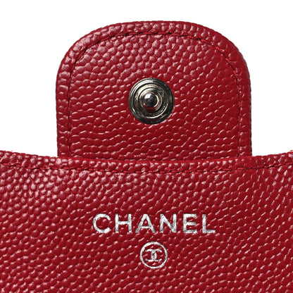 Chanel Caviar Quilted Compact Flap Wallet Dark Red 6 of 10