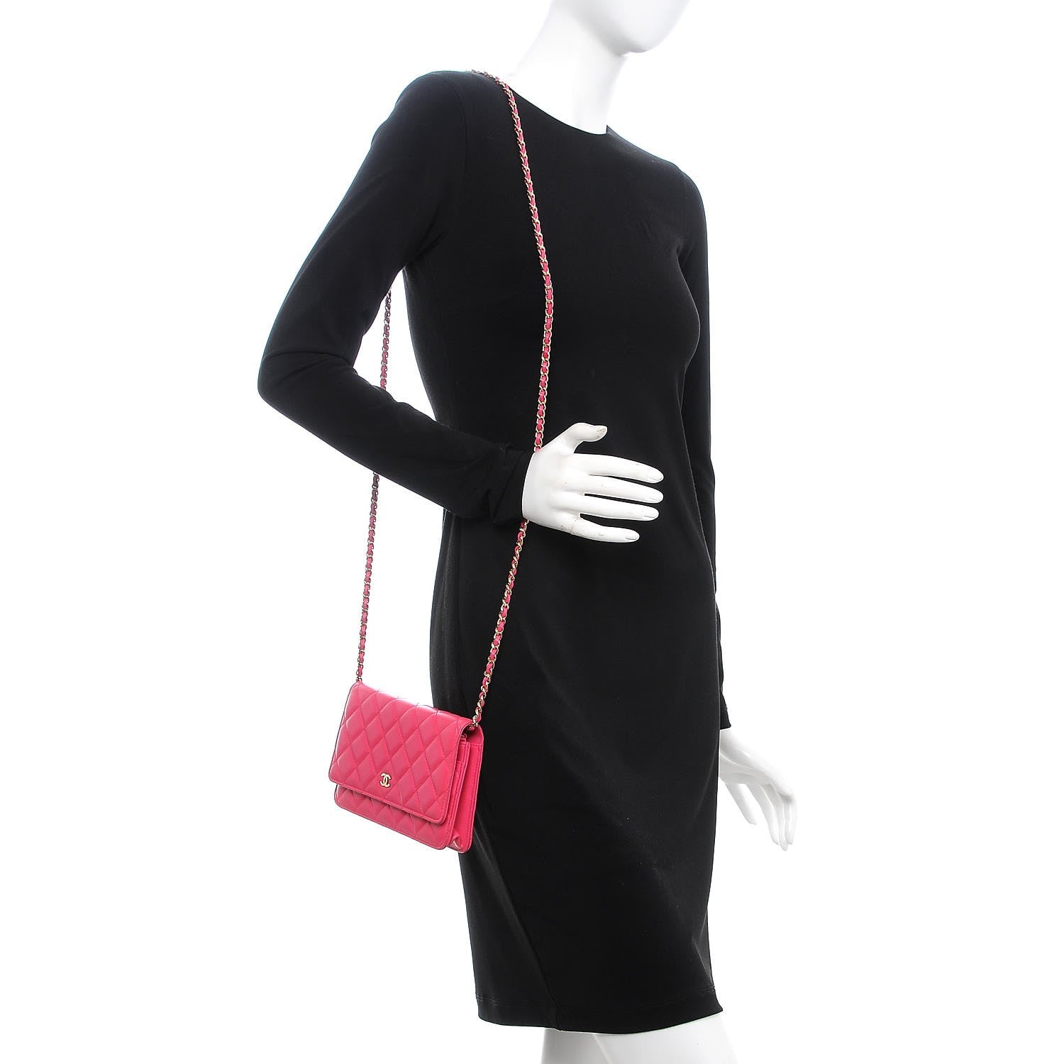 Chanel Lambskin Quilted Wallet On Chain WOC Pink 2 of 11