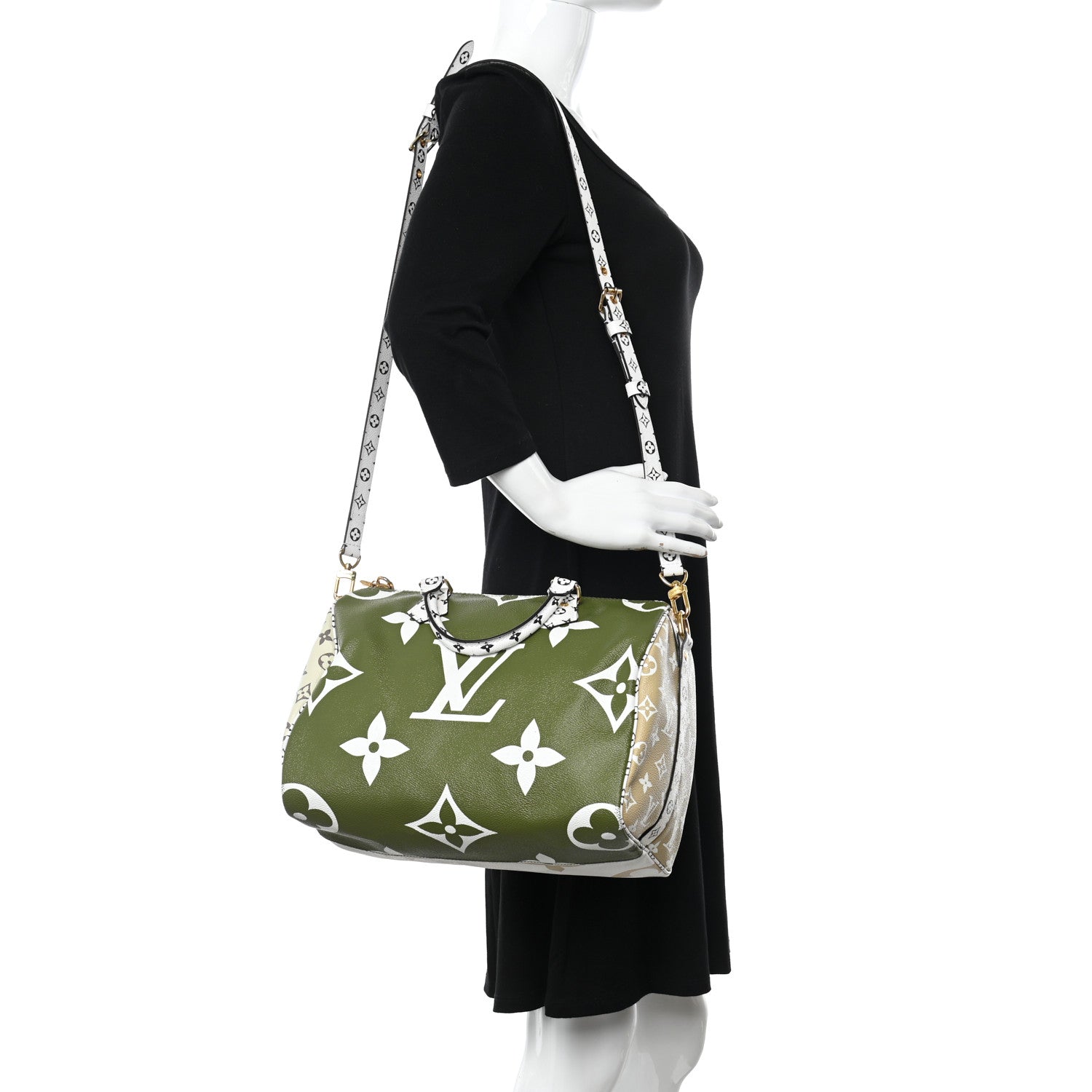Louis Vuitton Monogram Giant Speedy Bandouliere 30 Kaki Beige 2 of 10