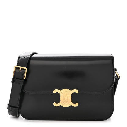 Celine Shiny Calfskin Medium Triomphe Black 1 of 11