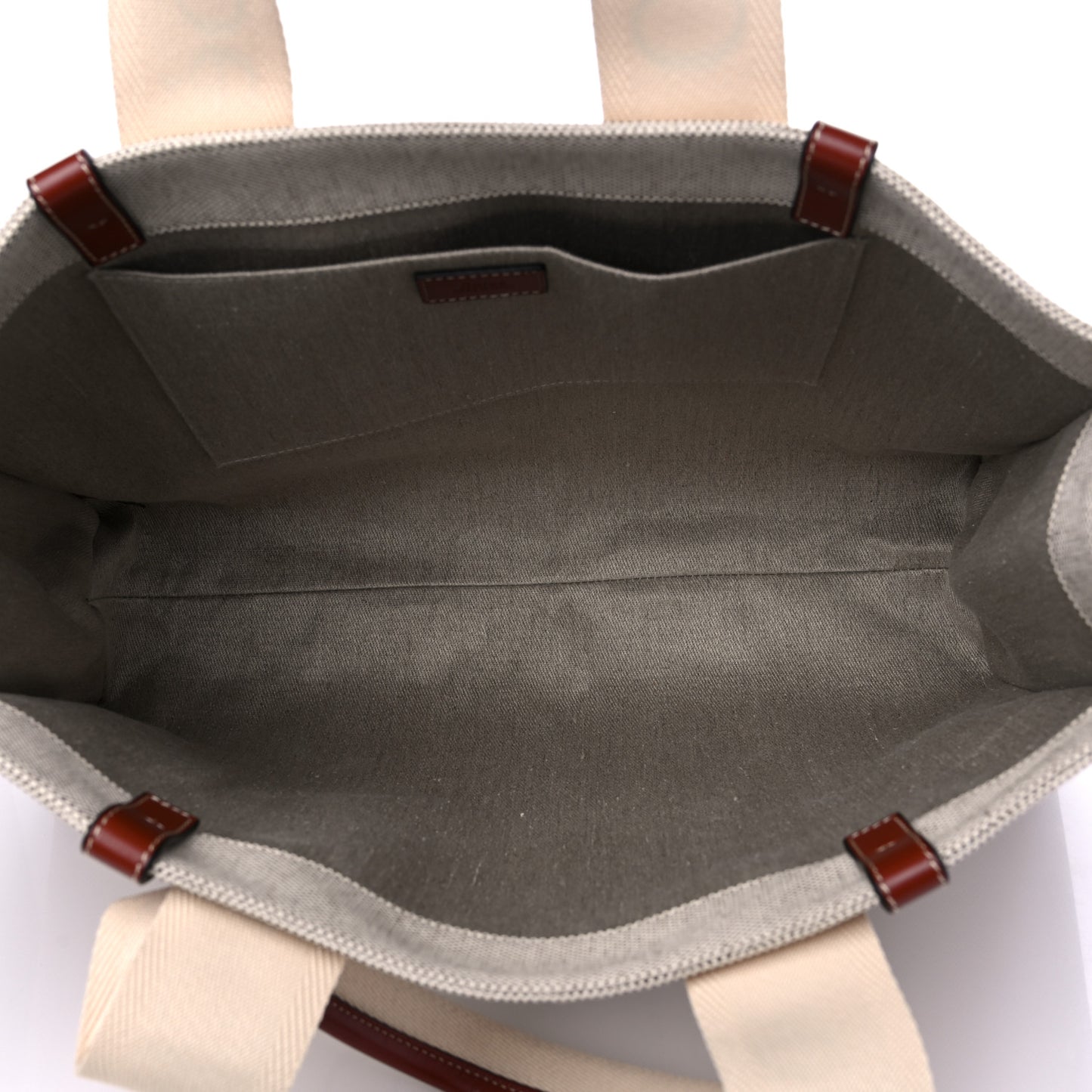 Cotton Calfskin Large Woody Ribbon Tote White Brown