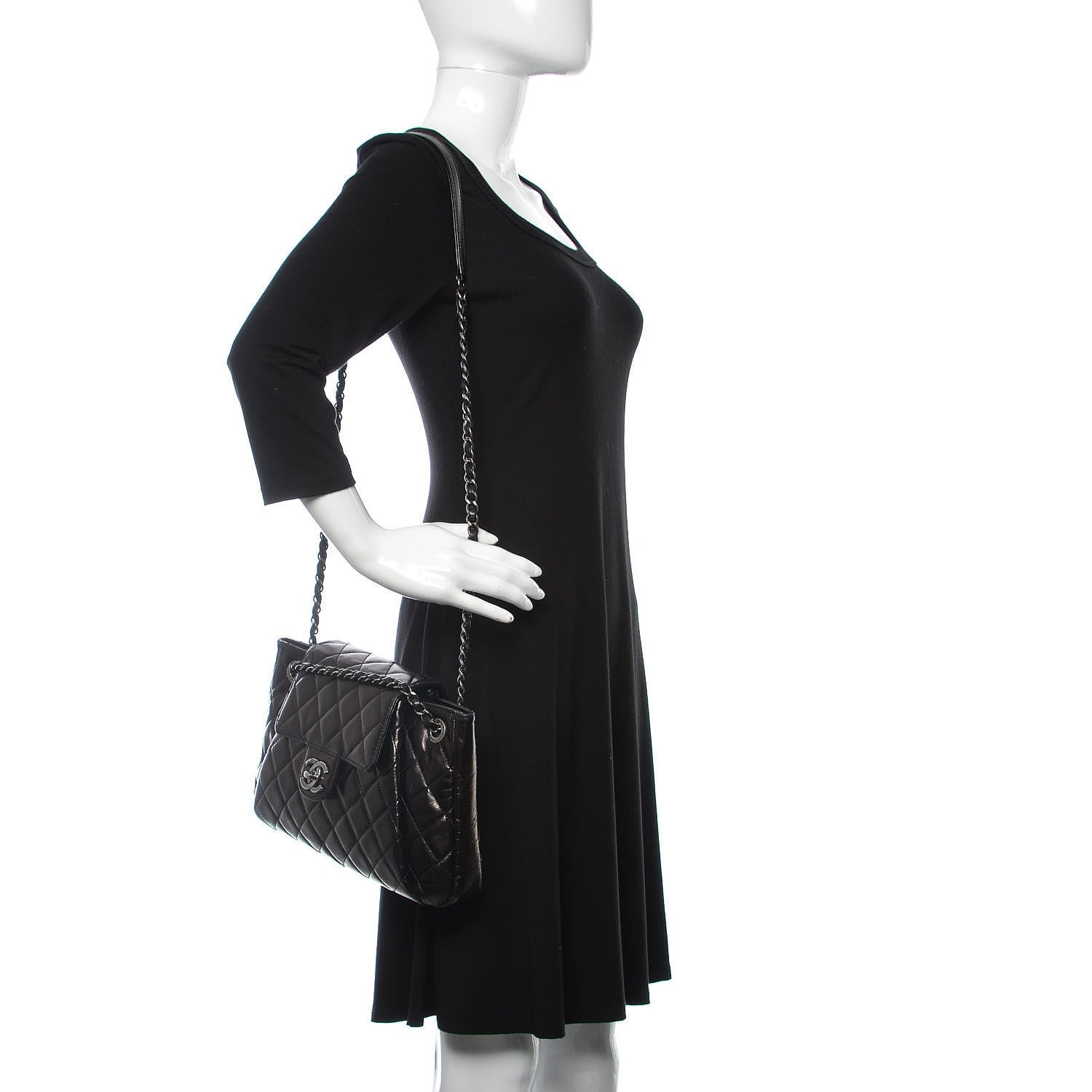 Chanel Glazed Calfskin Quilted Accordion Flap Black 2 of 15